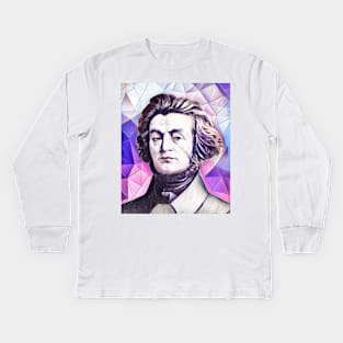 Adam Mickiewicz Pink Portrait | Adam Mickiewicz Artwork 8 Kids Long Sleeve T-Shirt